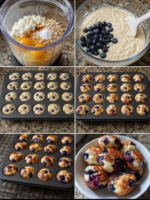 Fluffy Blueberry Cottage Cheese Pancake Bites